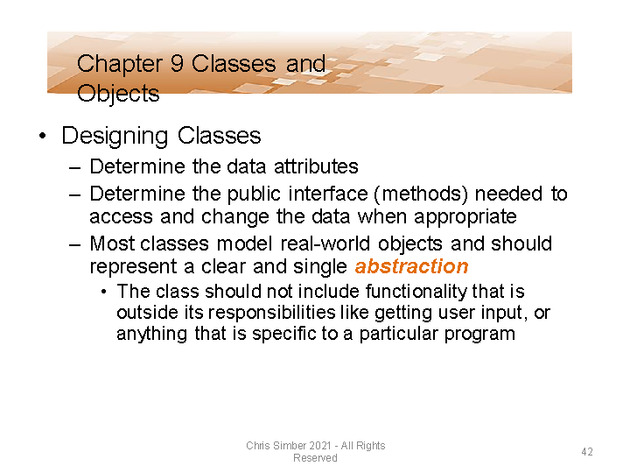 Computer Programming Python Lecture - Classes and Objects (Ch. 9) - Slide 42