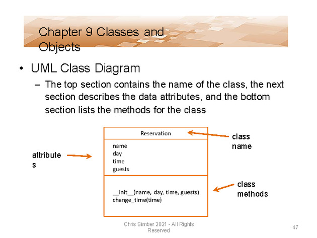 Computer Programming Python Lecture - Classes and Objects (Ch. 9) - Slide 47
