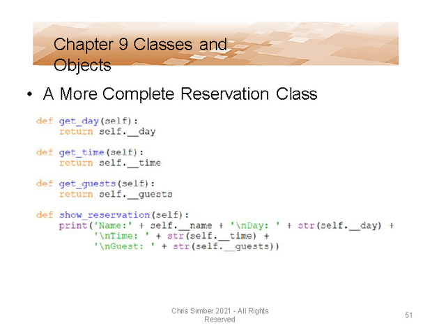 Computer Programming Python Lecture - Classes and Objects (Ch. 9) - Slide 51