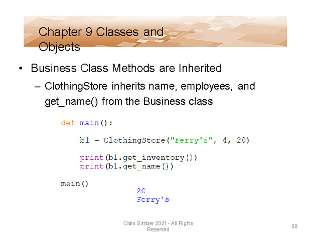 Computer Programming Python Lecture - Classes and Objects (Ch. 9) - Slide 68