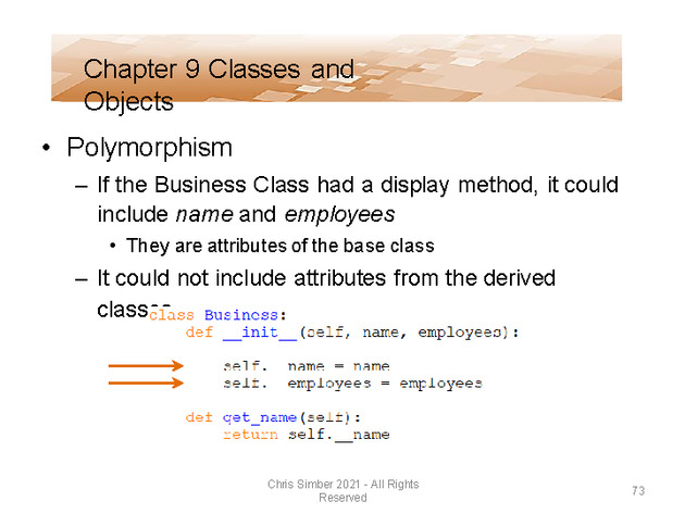Computer Programming Python Lecture - Classes and Objects (Ch. 9) - Slide 73