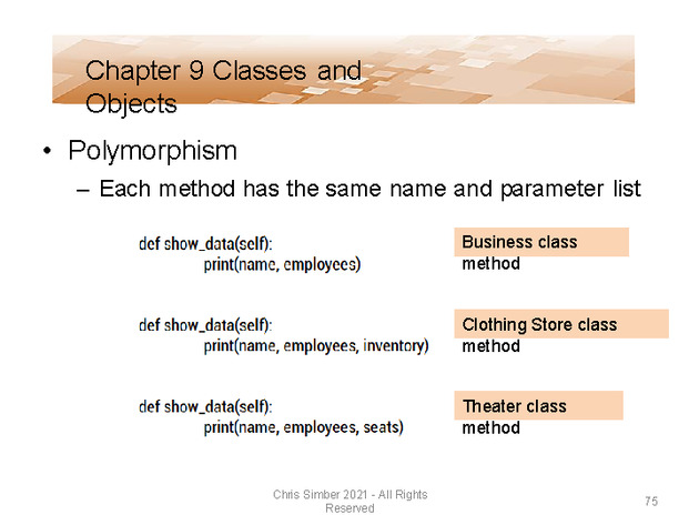 Computer Programming Python Lecture - Classes and Objects (Ch. 9) - Slide 75