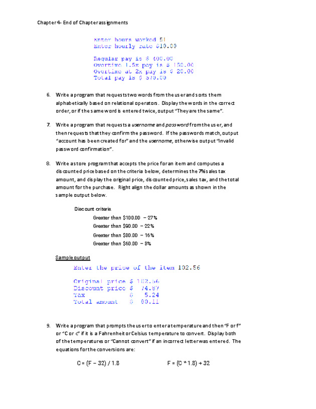 Computer Programming Python - Chapter 4 - Assignment - 