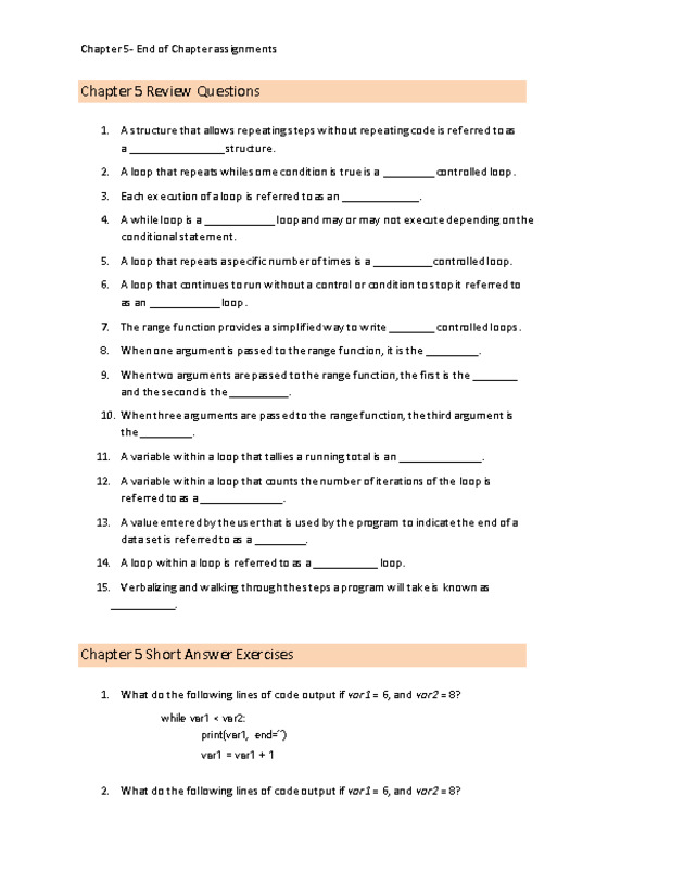 Computer Programming Python - Chapter 5 - Assignment - 
