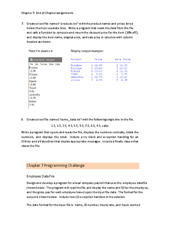 Computer Programming Python - Chapter 7 - Assignment - 
