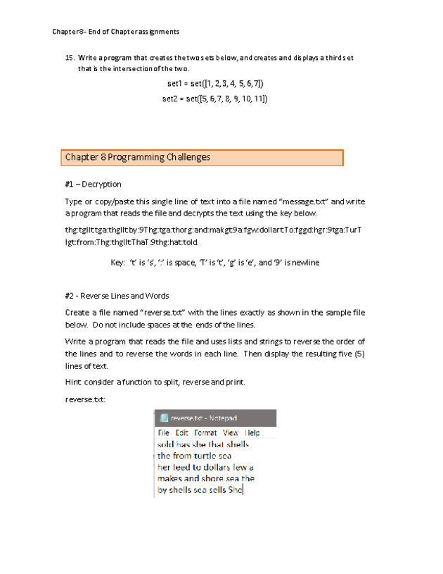 Computer Programming Python - Chapter 8 - Assignment - 