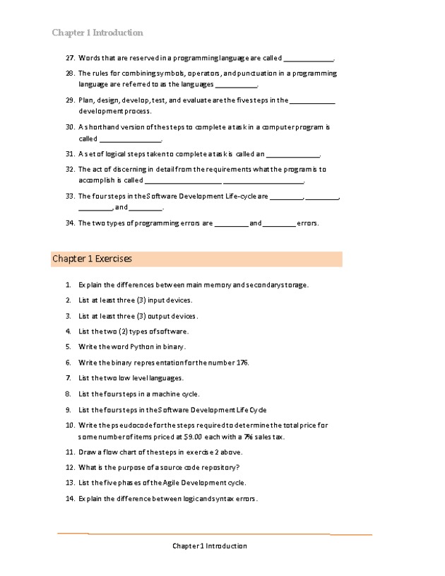 Computer Programming Python - Chapter 1 Assignment – Introduction - Page 2