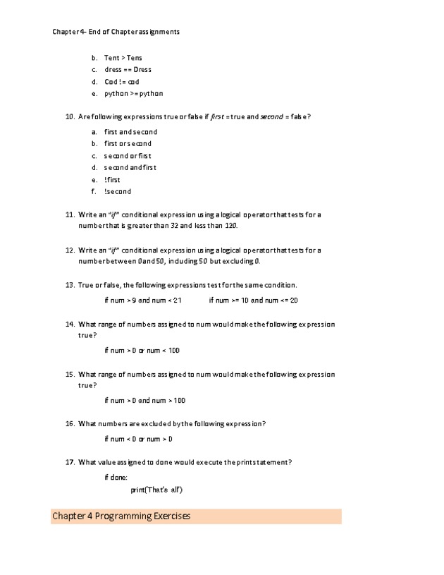 Computer Programming Python - Chapter 4 Assignment- Decision Structures and Boolean Logic - Page 3