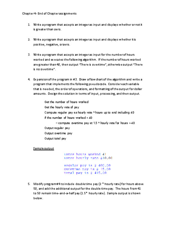 Computer Programming Python - Chapter 4 Assignment- Decision Structures and Boolean Logic - Page 4