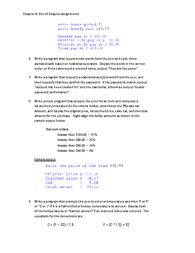 Computer Programming Python - Chapter 4 Assignment- Decision Structures and Boolean Logic - Page 5