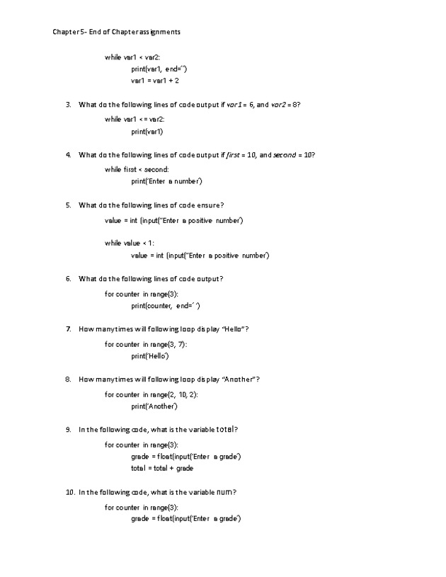 Computer Programming Python - Chapter 5 Assignment- Logic, Loops, and Functions - Page 2