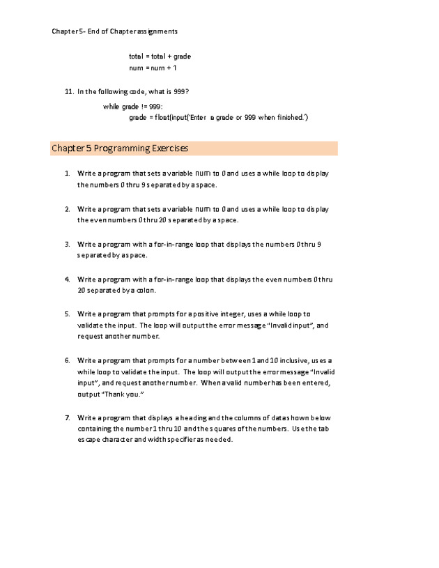 Computer Programming Python - Chapter 5 Assignment- Logic, Loops, and Functions - Page 3