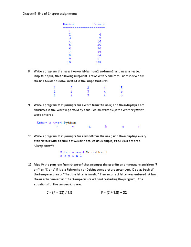 Computer Programming Python - Chapter 5 Assignment- Logic, Loops, and Functions - Page 4