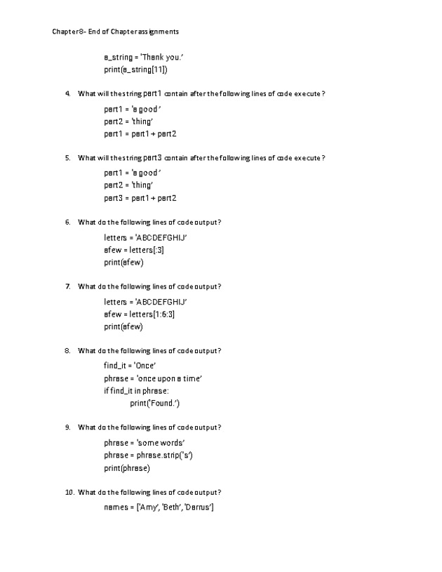 Computer Programming Python - Chapter 8 Assignment- Strings, Lists, Dictionaries, and Sets - Page 2