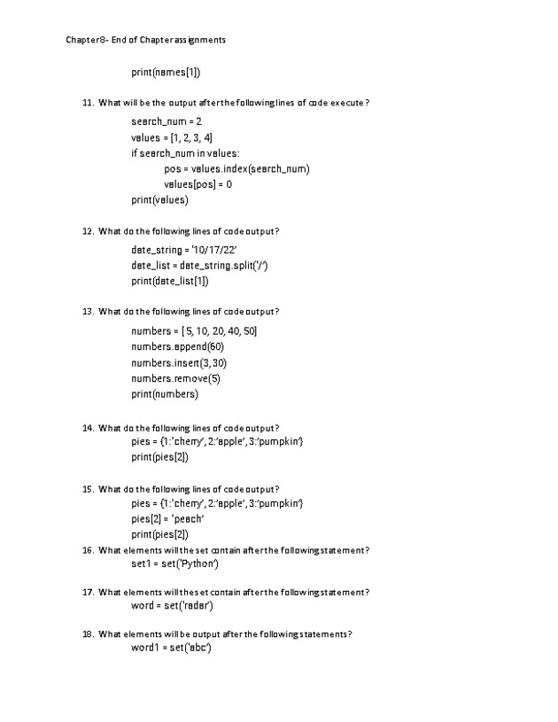 Computer Programming Python - Chapter 8 Assignment- Strings, Lists, Dictionaries, and Sets - Page 3