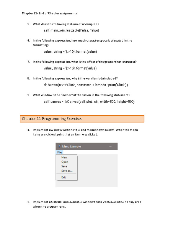 Computer Programming Python - Chapter 11 Assignment- Menus, Images, and Windows - Page 2