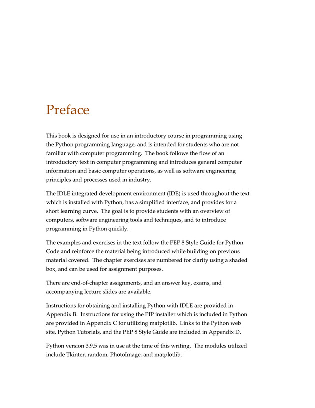 Computer Programming Python - Textbook - Preface 1