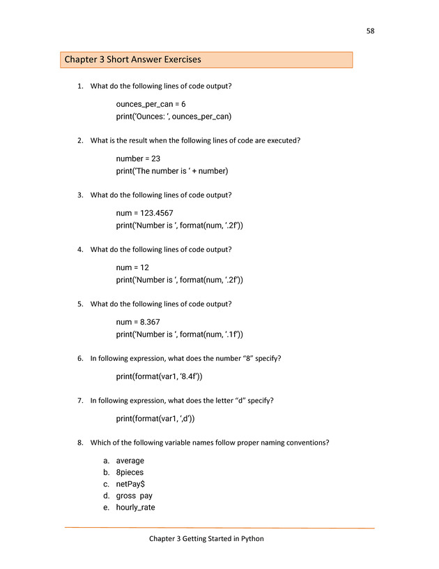 Computer Programming Python - Textbook - Page 58
