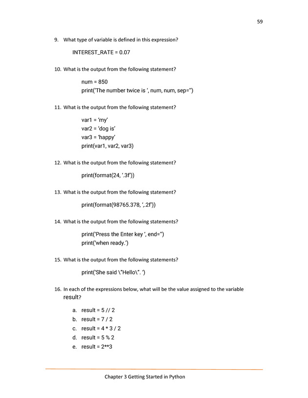 Computer Programming Python - Textbook - Page 59