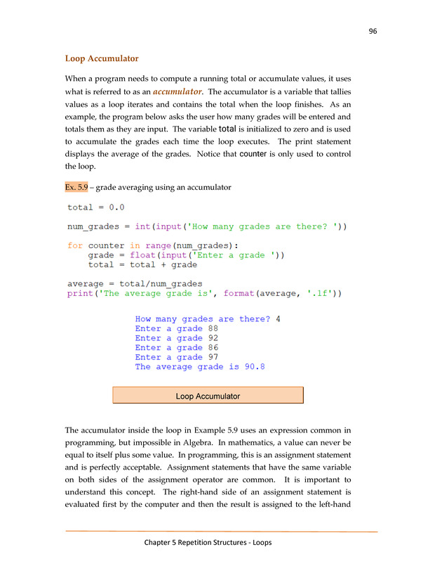 Computer Programming Python - Textbook - Page 96