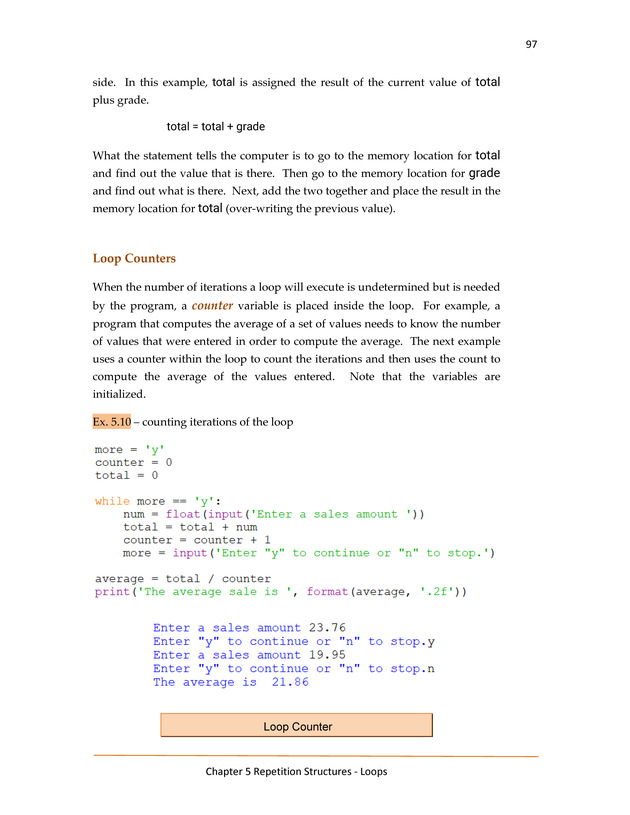 Computer Programming Python - Textbook - Page 97
