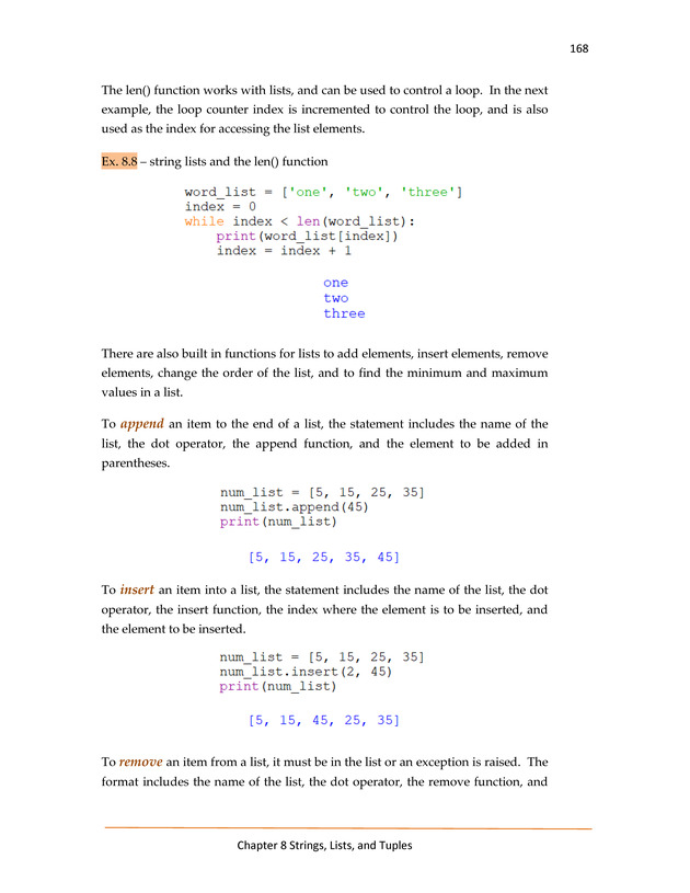 Computer Programming Python - Textbook - Page 168