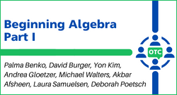 Click here to access all OER developed for Beginning Algebra